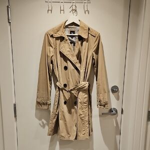Double-Breasted Mid Trench Coat - M